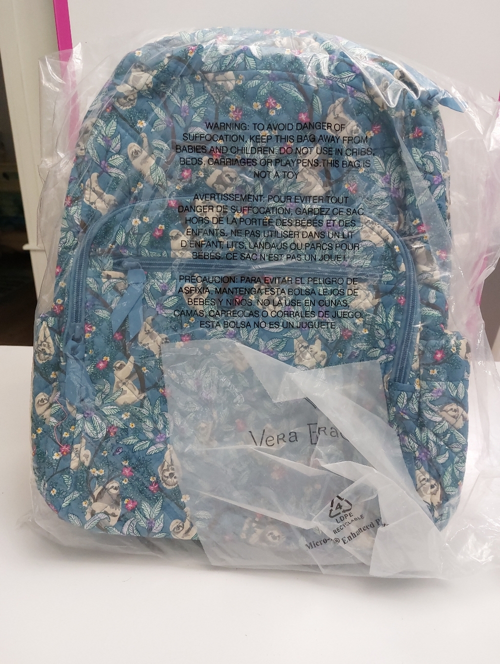 Vera Bradley Campus Backpack Hanging Around Sloths NWT